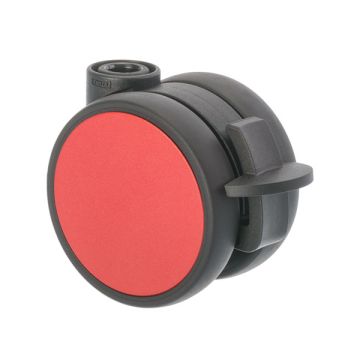Furniture Caster 'Flat' Ø 65 Black / Red with Brake