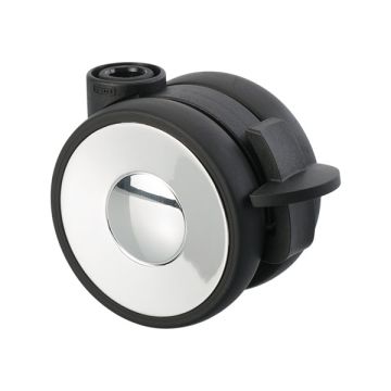 Furniture Caster 'Ring' Ø 65 Black / Chrome with Brake