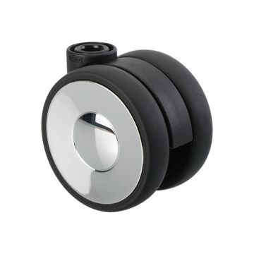 Furniture Caster 'Ring' Ø 65 Black / Chrome without Brake